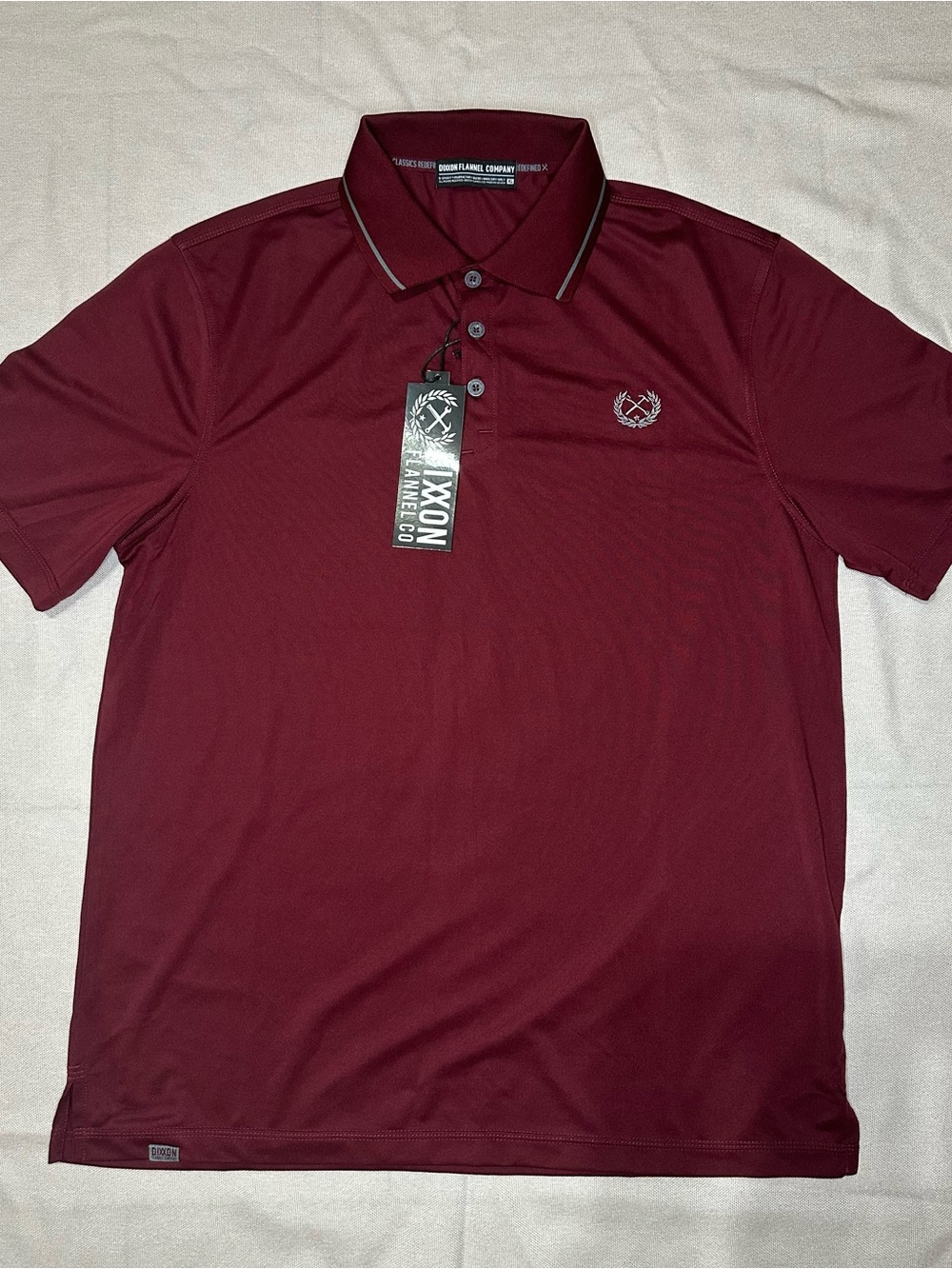 DIXXON Maroon Short-Sleeve Polo with Logo Detail